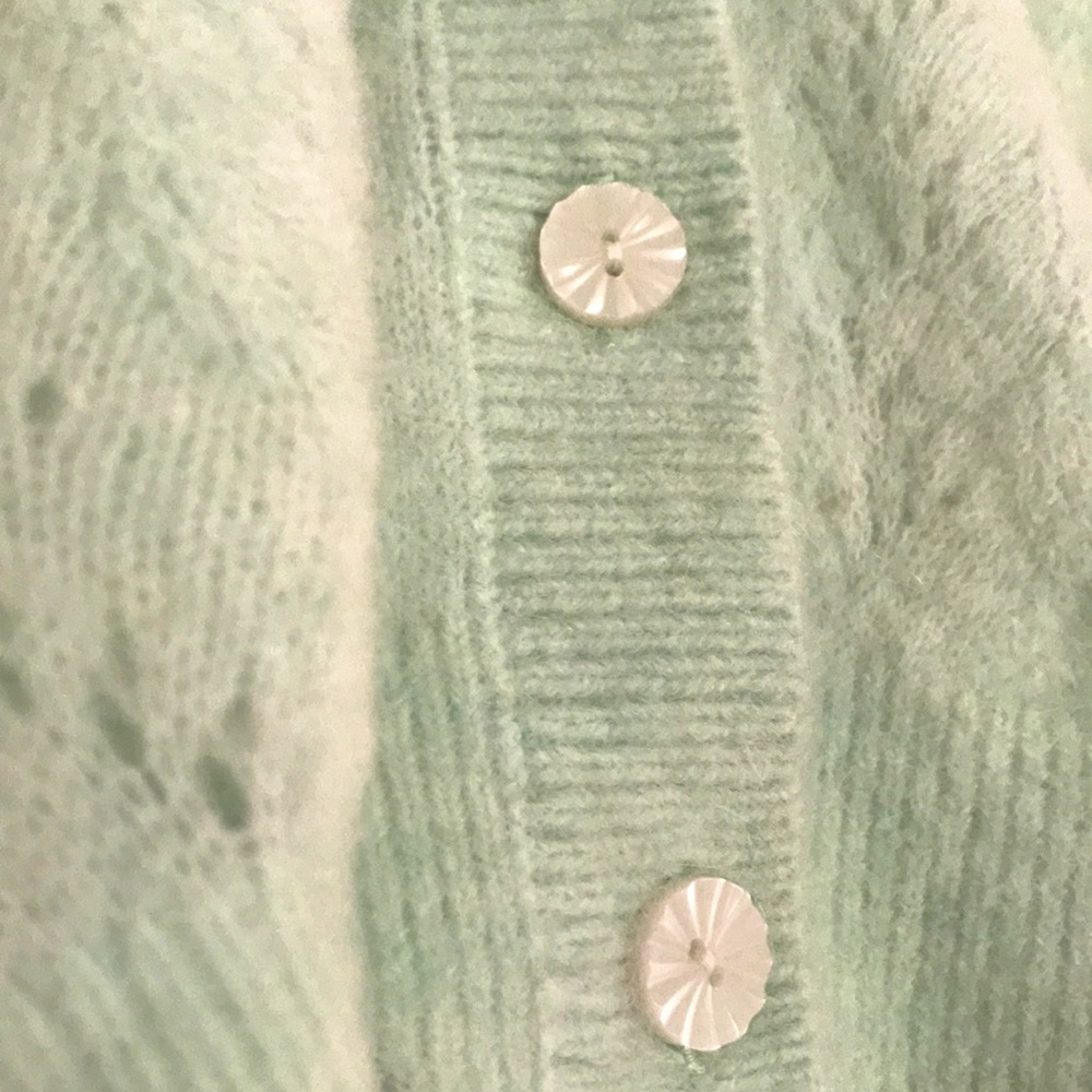 Mint green Ruffle Cuff Alpaca Blend Knit S great condition - Picture 7 of 9